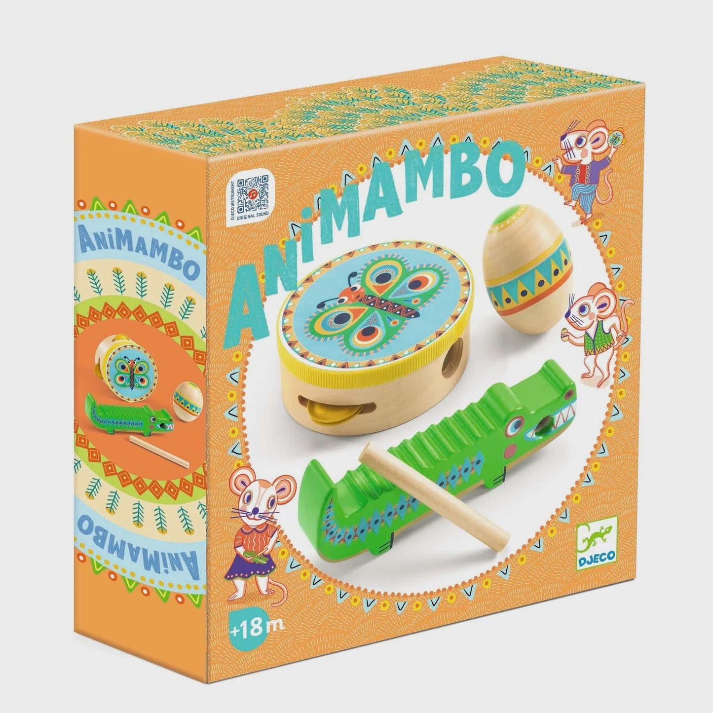 Animambo Instrument Set: Tambourine, Maraca, & Guiro