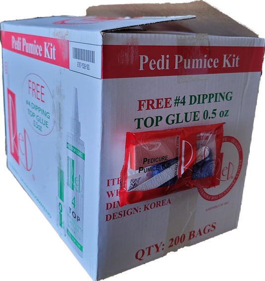 Red Pedicure Pumice Kit 4 (Pumice-Buffer-File-Pusher) #R12-Beauty Zone Nail Supply