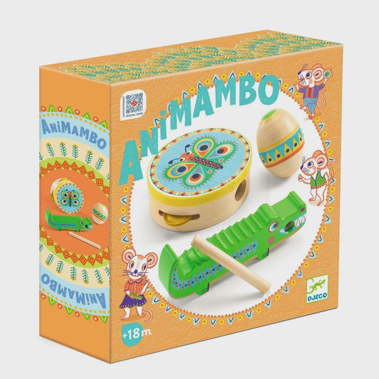 Animambo Instrument Set: Tambourine, Maraca, & Guiro